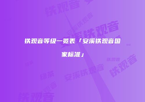 铁观音等级一览表「安溪铁观音国家标准」