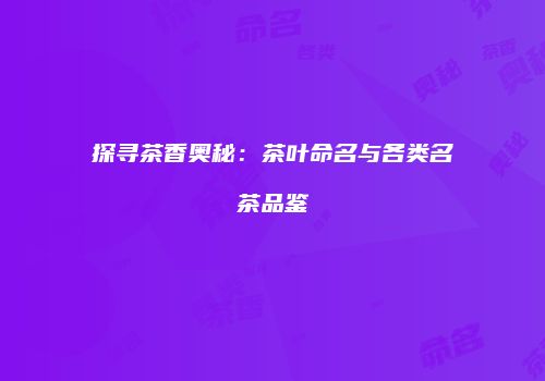 探寻茶香奥秘：茶叶命名与各类名茶品鉴