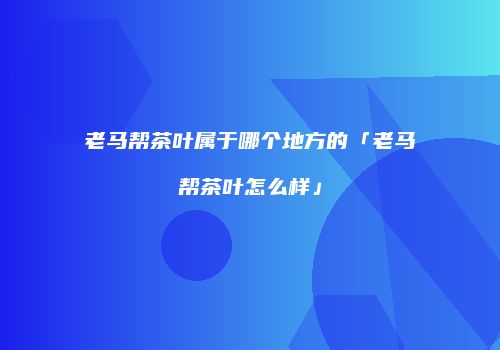 老马帮茶叶属于哪个地方的「老马帮茶叶怎么样」