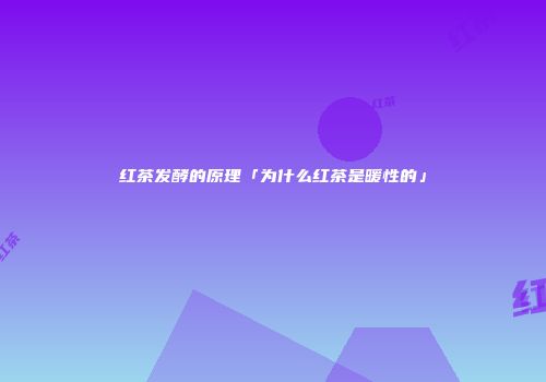 红茶发酵的原理「为什么红茶是暖性的」