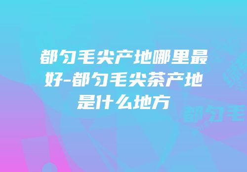 都匀毛尖产地哪里最好-都匀毛尖茶产地是什么地方