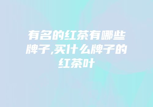 有名的红茶有哪些牌子,买什么牌子的红茶叶