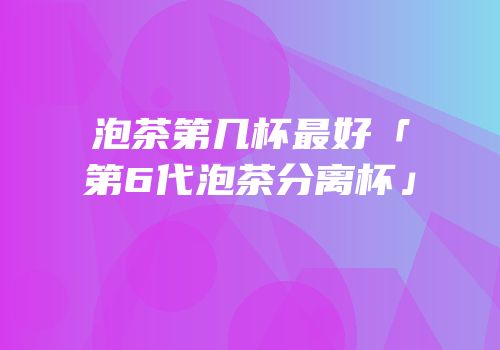 泡茶第几杯最好「第6代泡茶分离杯」