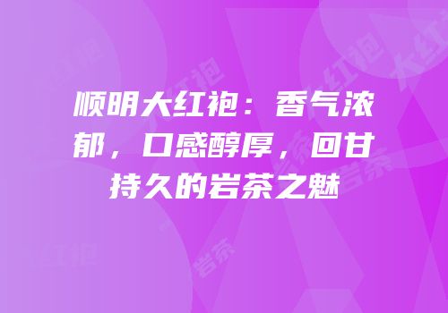 顺明大红袍：香气浓郁，口感醇厚，回甘持久的岩茶之魅