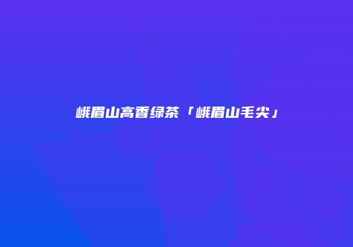 峨眉山高香绿茶「峨眉山毛尖」