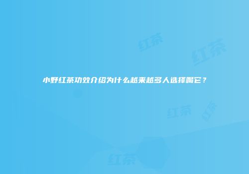 小野红茶功效介绍为什么越来越多人选择喝它？
