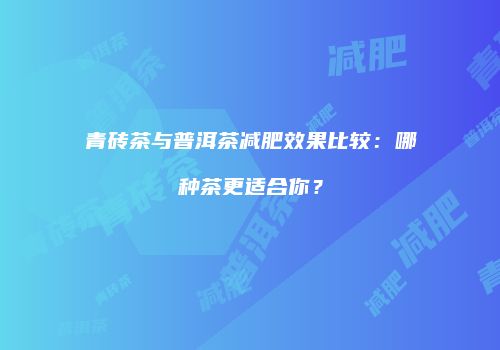 青砖茶与普洱茶减肥效果比较：哪种茶更适合你？