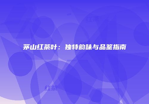 茅山红茶叶：独特韵味与品鉴指南