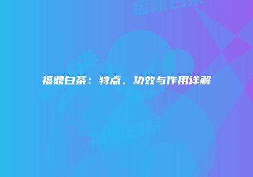 福鼎白茶：特点、功效与作用详解