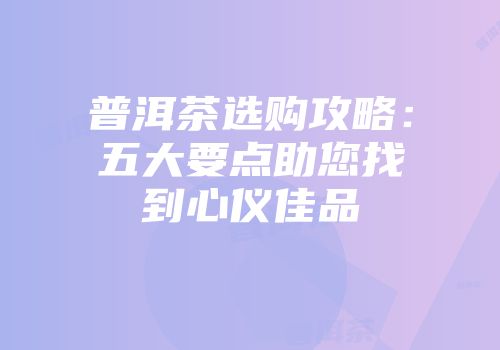 普洱茶选购攻略：五大要点助您找到心仪佳品