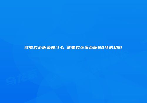 武夷岩茶陈茶是什么_武夷岩茶陈茶陈20年的功效