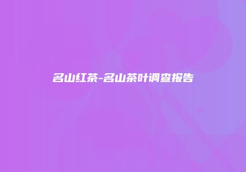 名山红茶-名山茶叶调查报告