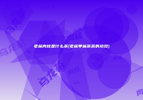 老枞肉桂是什么茶(老枞单枞茶茶的功效)