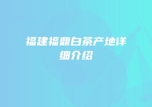 福建福鼎白茶产地详细介绍