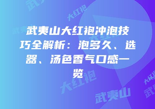 武夷山大红袍冲泡技巧全解析：泡多久、选器、汤色香气口感一览