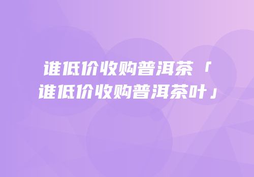 谁低价收购普洱茶「谁低价收购普洱茶叶」