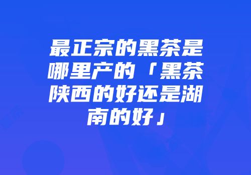 最正宗的黑茶是哪里产的「黑茶陕西的好还是湖南的好」