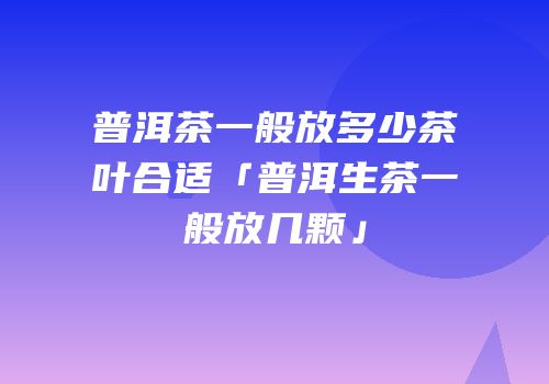 普洱茶一般放多少茶叶合适「普洱生茶一般放几颗」