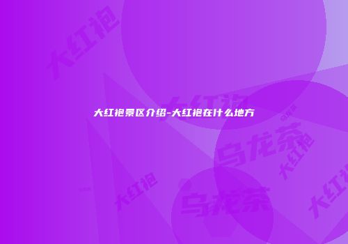 大红袍景区介绍-大红袍在什么地方