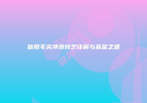 信阳毛尖冲泡技艺详解与品鉴之道