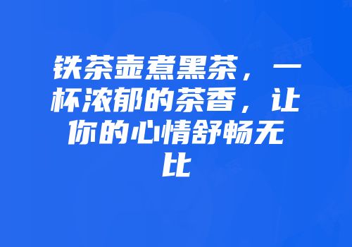 铁茶壶煮黑茶，一杯浓郁的茶香，让你的心情舒畅无比