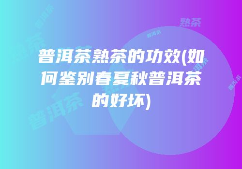 普洱茶熟茶的功效(如何鉴别春夏秋普洱茶的好坏)