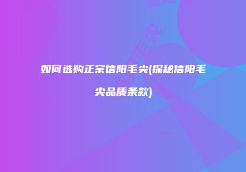 如何选购正宗信阳毛尖(探秘信阳毛尖品质条款)