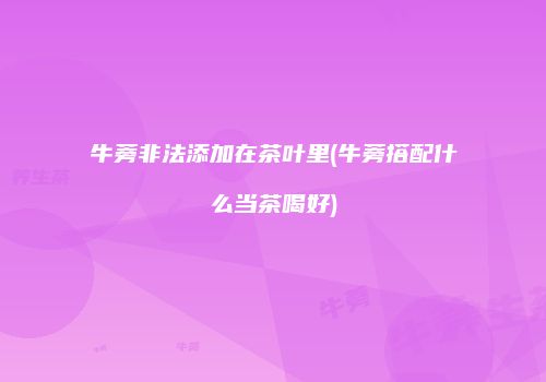 牛蒡非法添加在茶叶里(牛蒡搭配什么当茶喝好)