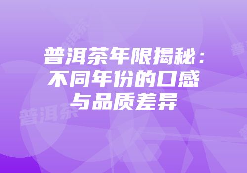 普洱茶年限揭秘：不同年份的口感与品质差异