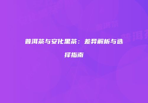 普洱茶与安化黑茶：差异解析与选择指南