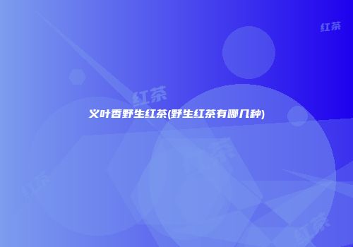 义叶香野生红茶(野生红茶有哪几种)