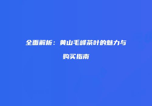 全面解析：黄山毛峰茶叶的魅力与购买指南