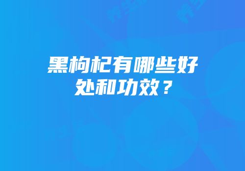黑枸杞有哪些好处和功效？