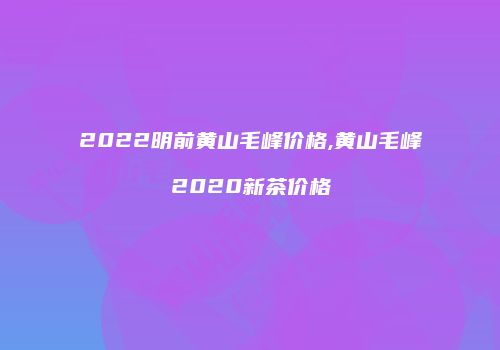 2022明前黄山毛峰价格,黄山毛峰2020新茶价格
