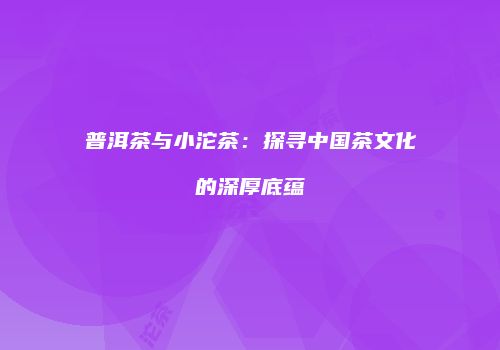 普洱茶与小沱茶：探寻中国茶文化的深厚底蕴