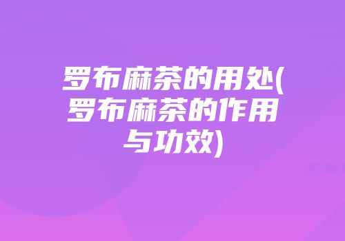 罗布麻茶的用处(罗布麻茶的作用与功效)