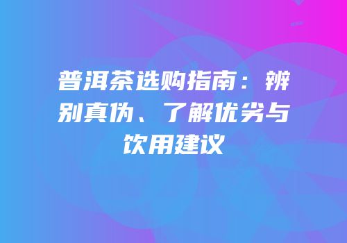普洱茶选购指南：辨别真伪、了解优劣与饮用建议