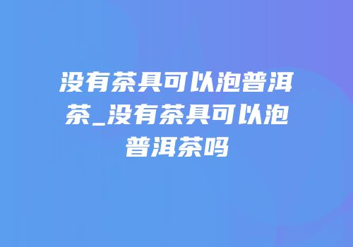 没有茶具可以泡普洱茶_没有茶具可以泡普洱茶吗