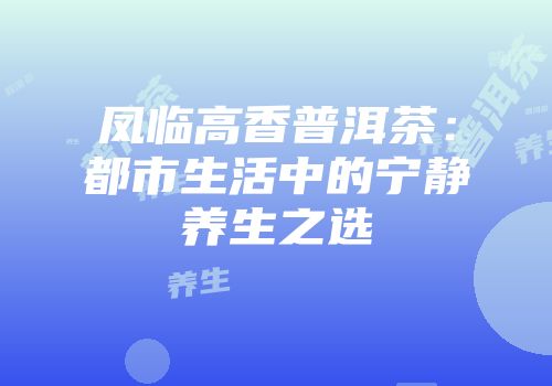 凤临高香普洱茶：都市生活中的宁静养生之选