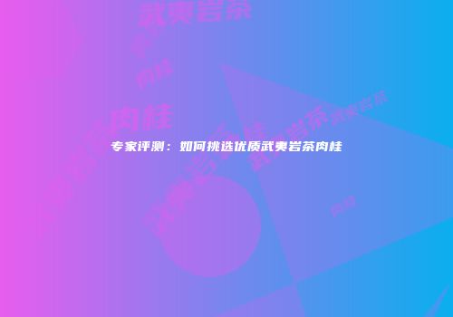 专家评测：如何挑选优质武夷岩茶肉桂