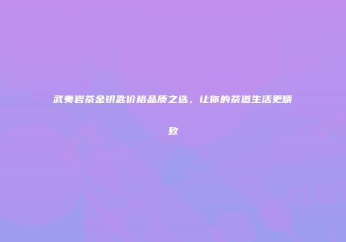 武夷岩茶金钥匙价格品质之选，让你的茶道生活更精致