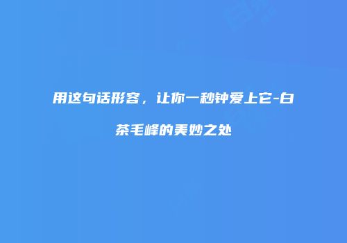 用这句话形容，让你一秒钟爱上它-白茶毛峰的美妙之处