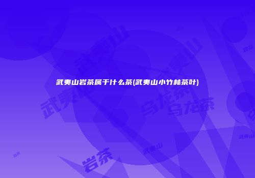 武夷山岩茶属于什么茶(武夷山小竹林茶叶)