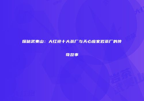 探秘武夷山：大红袍十大茶厂与天心应家岩茶厂的传奇故事