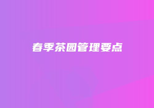 春季茶园管理要点