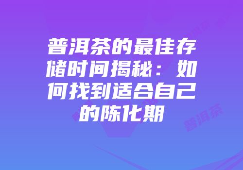普洱茶的最佳存储时间揭秘：如何找到适合自己的陈化期