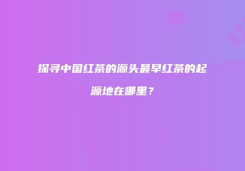 探寻中国红茶的源头最早红茶的起源地在哪里？