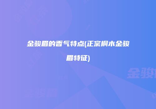 金骏眉的香气特点(正宗桐木金骏眉特征)