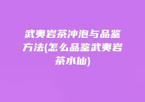 武夷岩茶冲泡与品鉴方法(怎么品鉴武夷岩茶水仙)