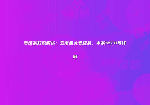 号级茶知识解析：云南四大号级茶、中茶8571等详解
